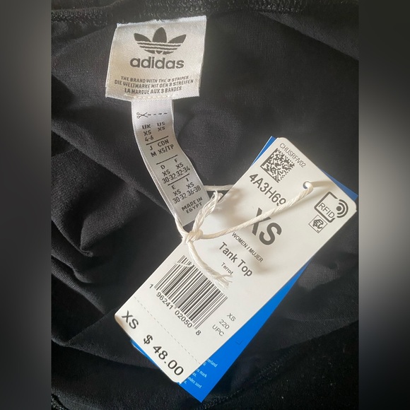 Adidas Originals Terrot Flex Cotton Slim Fit Logo Tank XS NWT Black - Picture 4 of 7